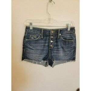 Universal Thread Distressed Size 2 Jean Shorts Button Fly Cowgirl Rockabilly Y2k